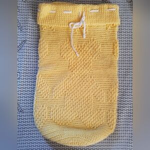 Jumbo Hand Crafted Crocheted Yellow Bag For Storage Or Gift